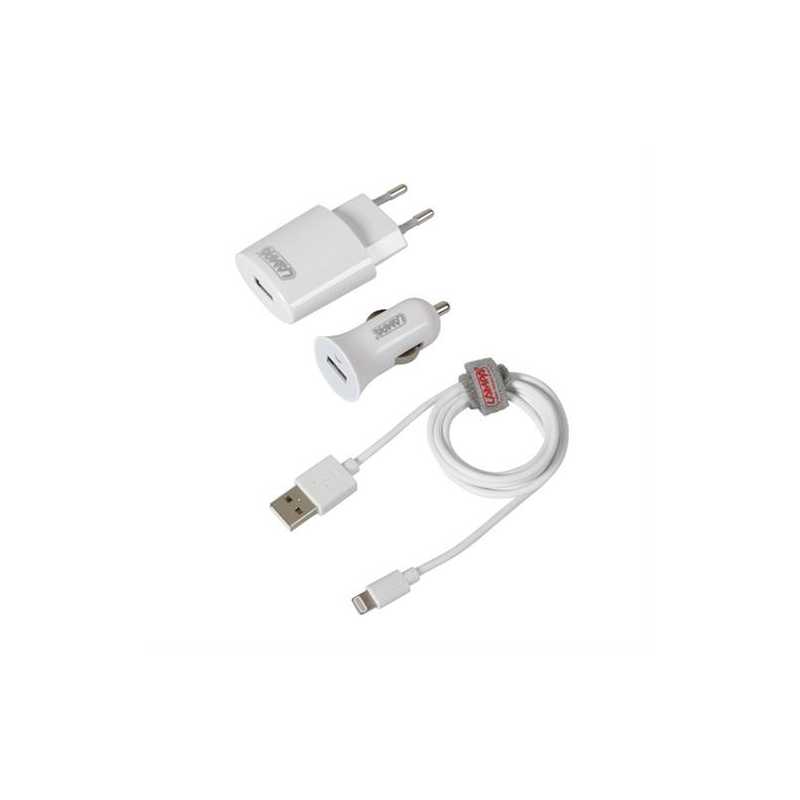 Καλώδιο Φορτισης / Συγχρονισμού USB για Apple 100cm 8pin με αντάπτορα USB αναπτήρα 12V/24V και αντάπτορα 220V