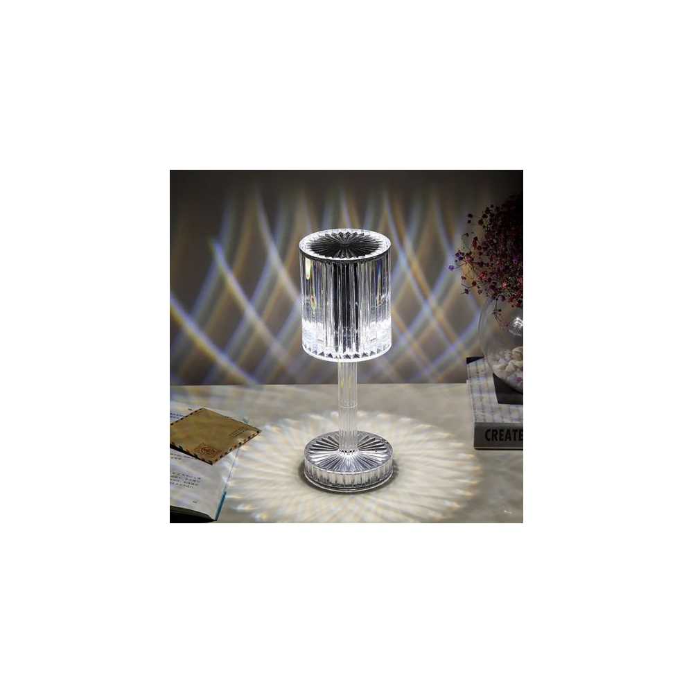 LED Επαναφορτιζόμενο RGB Επιτραπέζιο Φωτιστικό Crystal Lamp με Τηλεχειριστήριο RZ-120 Διάφανο