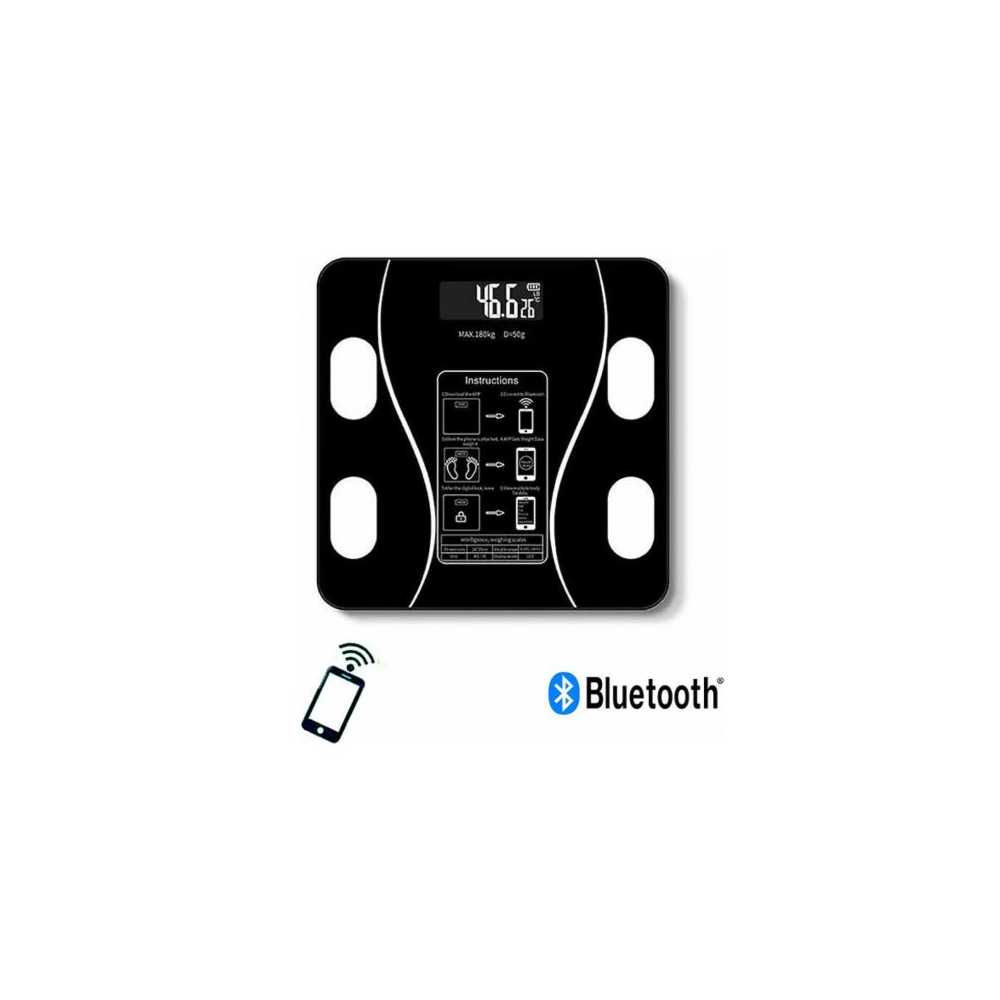 Γυάλινη Ψηφιακή Ζυγαριά Bluetooth για Μέτρηση Βάρους-Λιπομέτρηση και Δείκτη Μάζας Σώματος έως 180kg 2017A Μαύρη