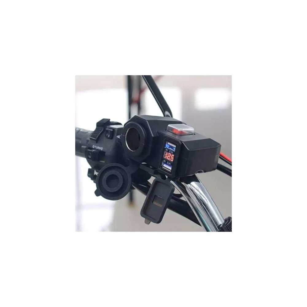 Αδιάβροχος Φορτιστής-Βολτόμετρο με Διπλή Θύρα USB για Μοτοσυκλέτα 12V Κόκκινος YF-138