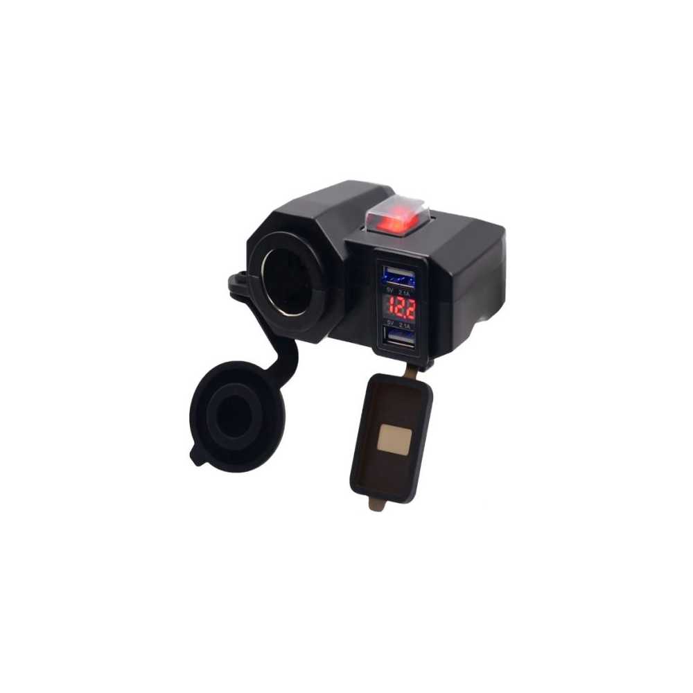 Αδιάβροχος φορτιστής/βολτόμετρο με διπλή θύρα USB και αντάπτορα για μοτοσυκλέτα HW-0119