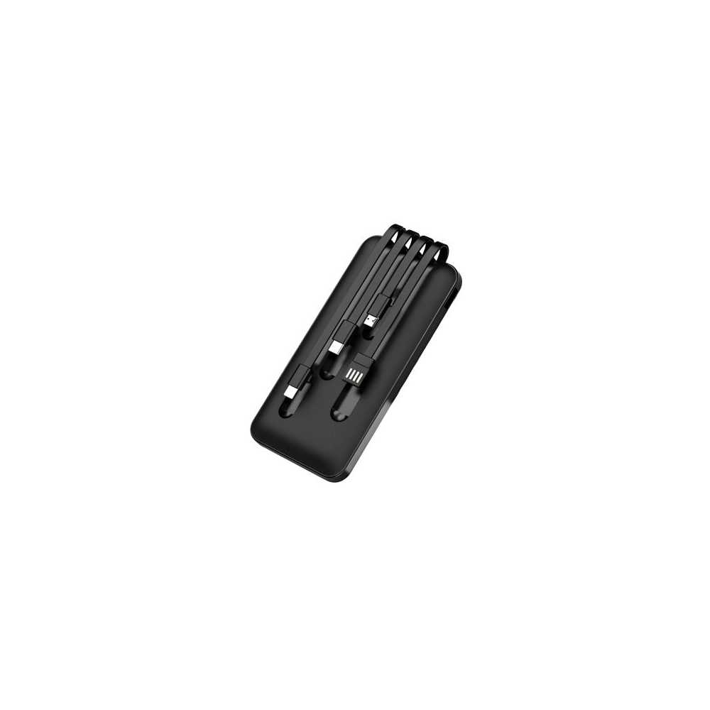Powerbank 10000 mAh με Ενσωματωμένα Καλώδια Φόρτισης και Θύρα USB-A Treqa TR-931 Μαύρο