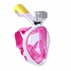 Μάσκα Θαλάσσης Σιλικόνης Full Face L/XL με Υποδοχή για Action Camera σε Ροζ Χρώμα