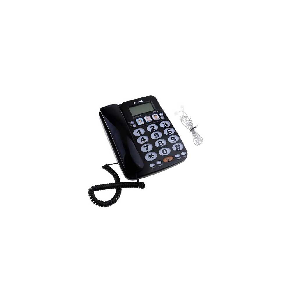 Ενσύρματο Τηλέφωνο Γραφείου Γόνδολα με Μεγάλη Οθόνη N-INC KX-T2035CID Μαύρο