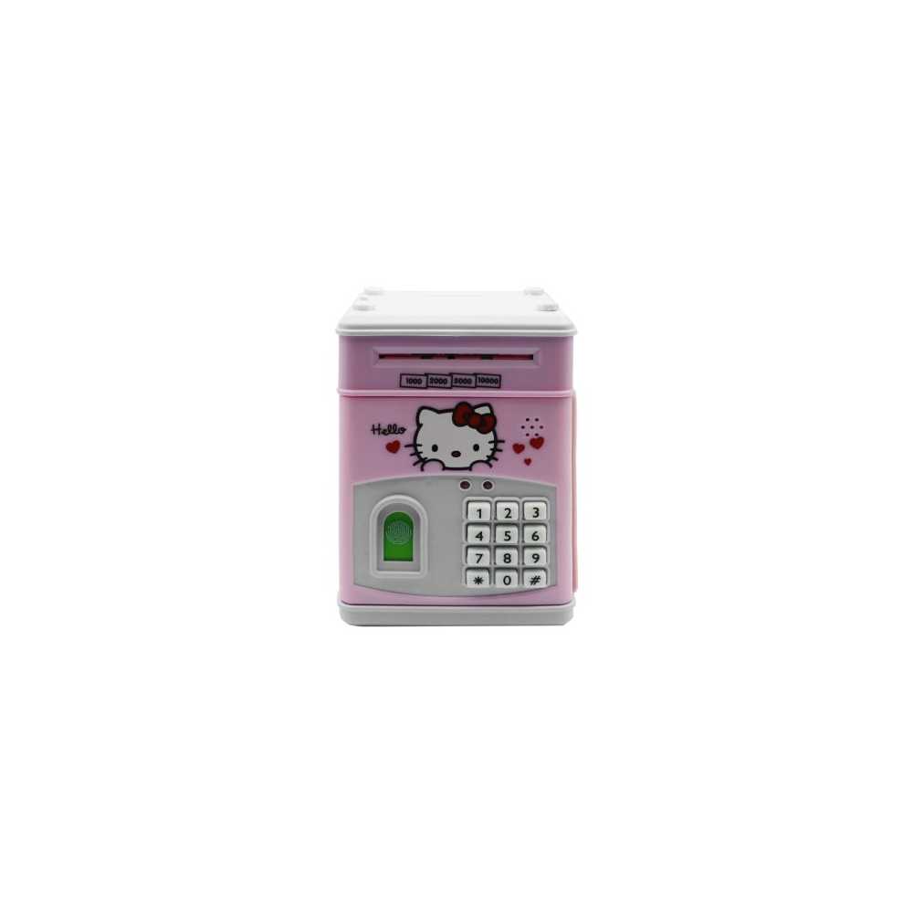 Ηλεκτρικός Παιδικός Κουμπαράς Πλαστικός (13x13x19cm) με Κωδικό Ασφαλείας και Δακτυλικό Αποτύπωμα Hello Kitty Ροζ