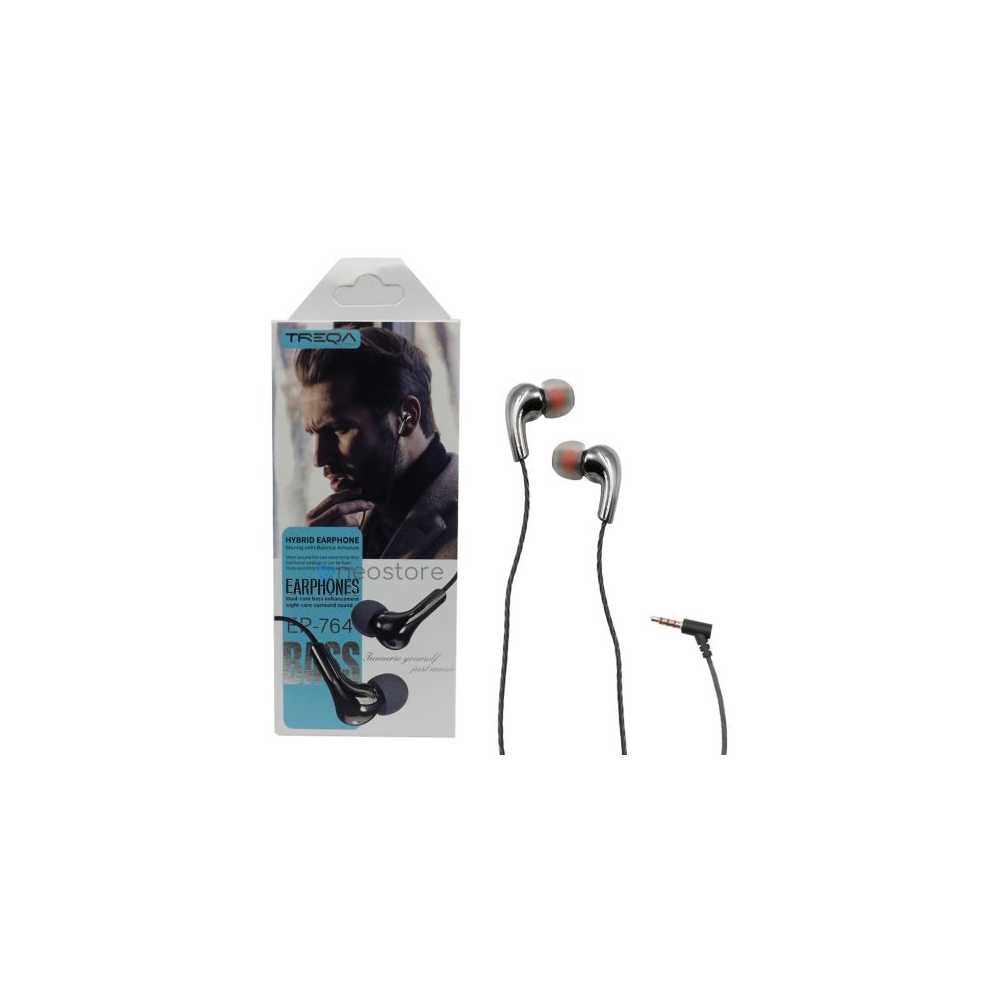 Ακουστικά Κινητού Handsfree In-ear με Βύσμα Jack 3.5mm Treqa EP-764 Ασημί