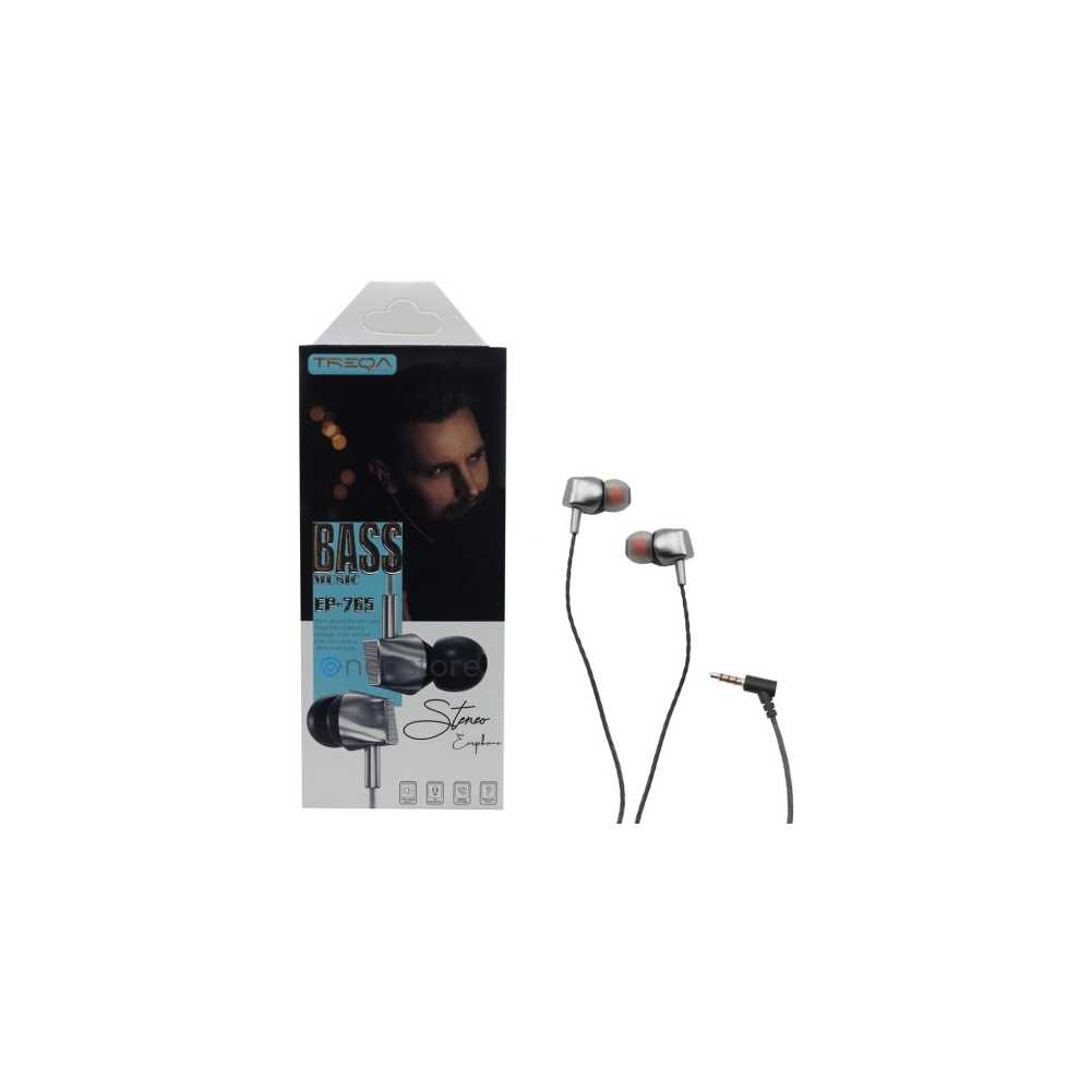 Ακουστικά Κινητού Handsfree In-ear με Βύσμα Jack 3.5mm Treqa EP-765 Γκρι