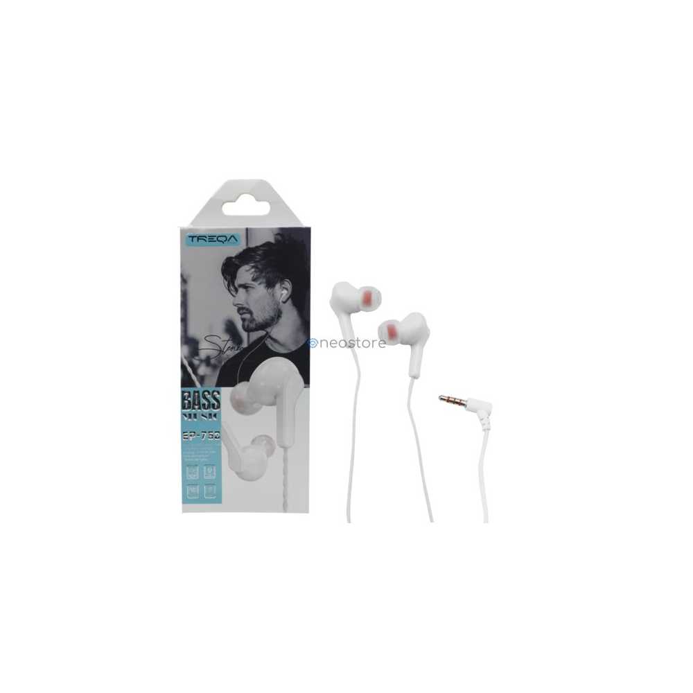 Ακουστικά Κινητού Handsfree In-ear με Βύσμα Jack 3.5mm Treqa EP-763 Λευκό