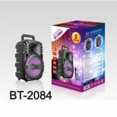 Σύστημα Karaoke 8? Bluetooth με Ενσύρματο Μικρόφωνο και FM, USB, AUX, TF BT-2084 Μαύρο