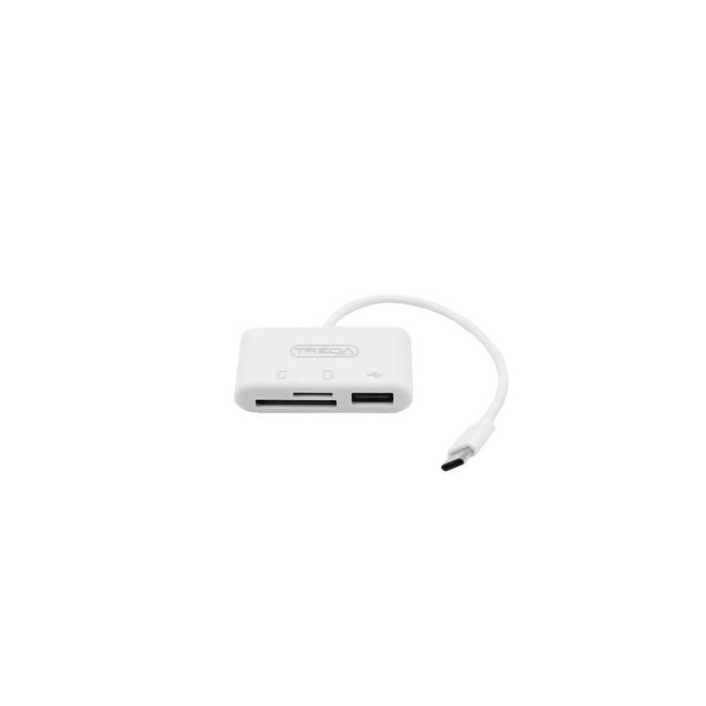USB Hub OTG και Αναγνώστης Καρτών TF/SD με Βύσμα USB Type-C Treqa USB-5-TC Λευκό