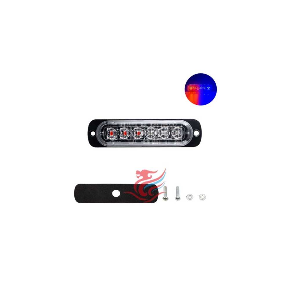Φανάρι LED Μπλε – Κόκκινο με 18 λειτουργίες 11cm 12V – 24V 6 SMD 1080LM IP66 0076