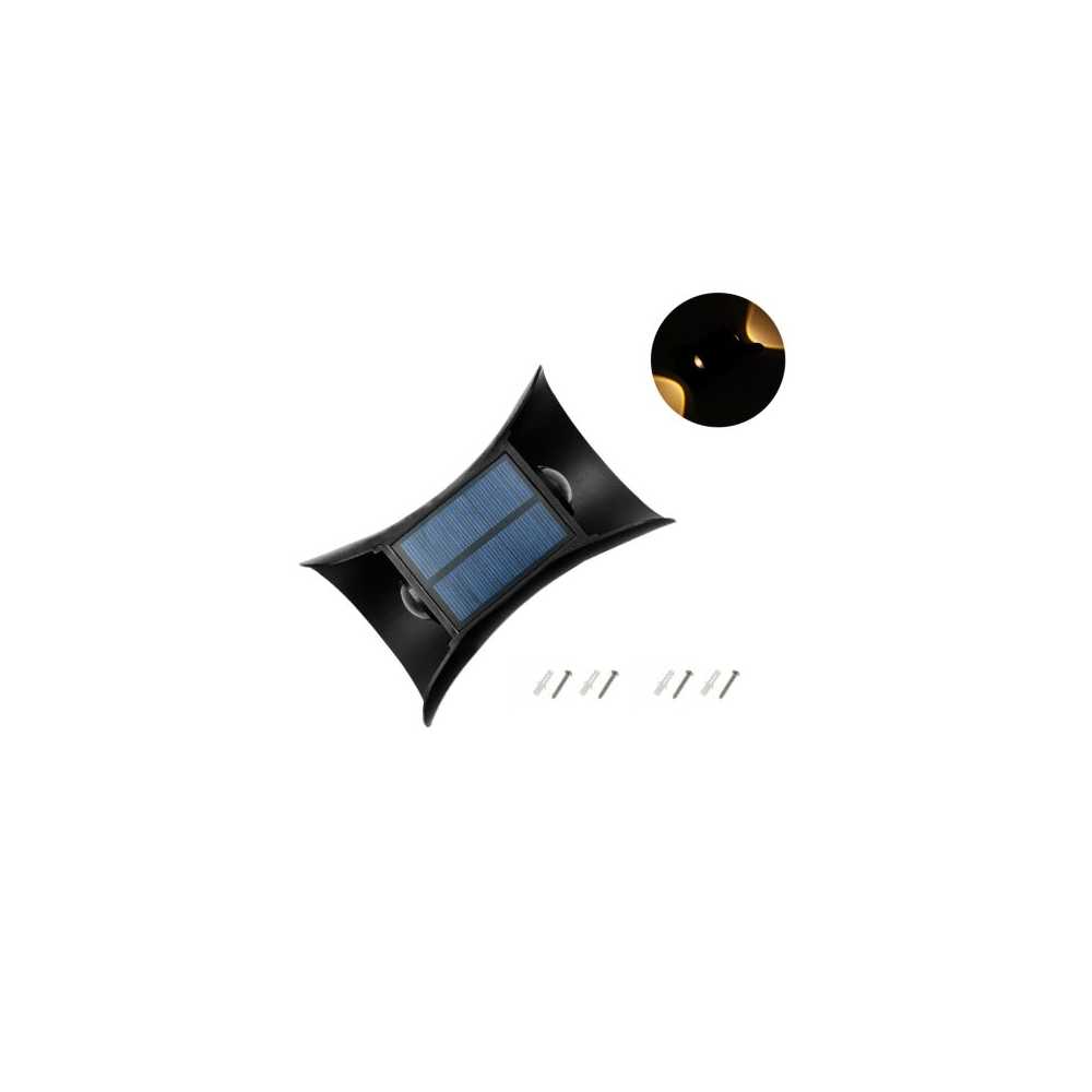 LED Αδιάβροχο Ηλιακό Επιτοίχιο Φωτιστικό με Ενσωματωμένο Πάνελ σε Θερμό και Ψυχρό Λευκό Φωτισμό PM-0106 Μαύρο