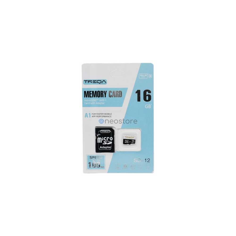 Κάρτα Μνήμης Micro SDHC 16GB Class 10 U1 A1 UHS-1 με Αντάπτορα SD Treqa SD-12-16GB