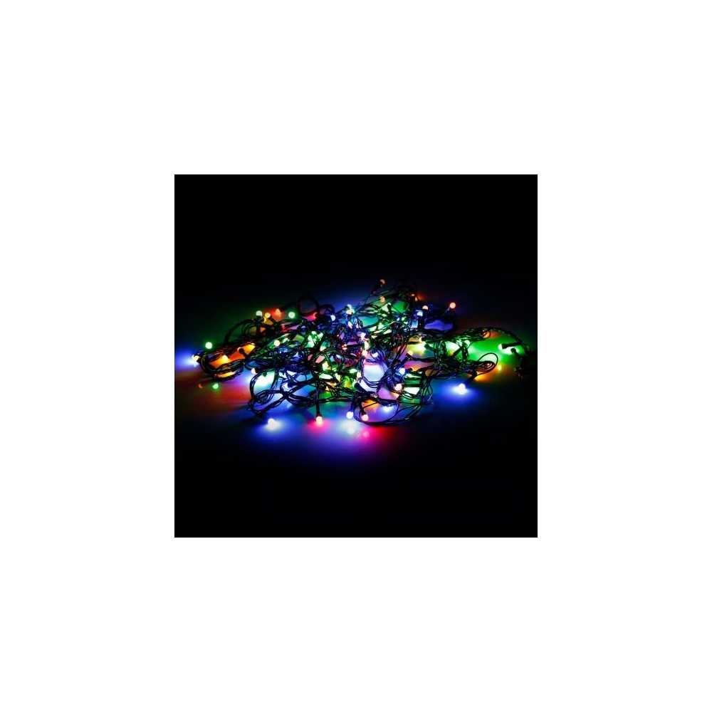100 Χριστουγεννιάτικα Λαμπάκια Μπίλιες LED 10μ 220V σε Σειρά με 8 Προγράμματα και Μαύρο Καλώδιο σε RGB Φωτισμό BX-018