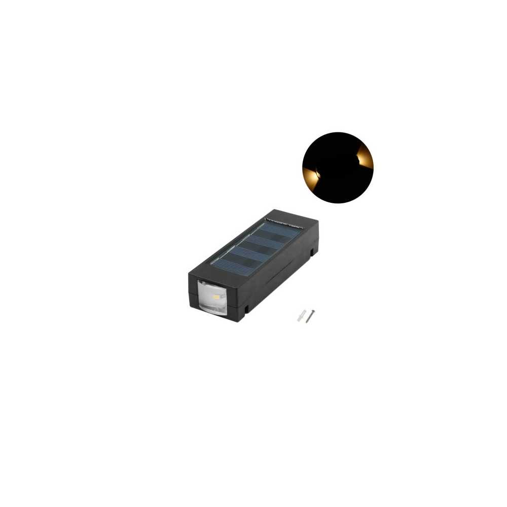 LED Αδιάβροχο Ηλιακό Επιτοίχιο Φωτιστικό με Ενσωματωμένο Πάνελ σε Θερμό Λευκό Φωτισμό PM-0108 Μαύρο