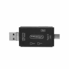 USB Hub OTG και Αναγνώστης Καρτών TF/SD 3 σε 1 με Βύσματα USB-A, Type-C και Micro USB Treqa USB-6 Μαύρο