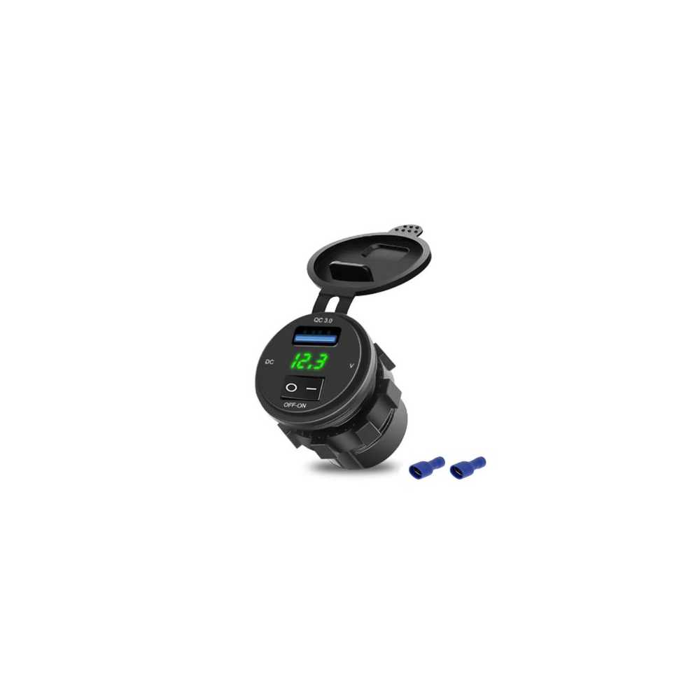 Αδιάβροχος Φορτιστής – Βολτόμετρο 12/24V με LED Φωτισμό Πράσινο και Διακόπτη ON/OFF HW-0133 Μαύρος