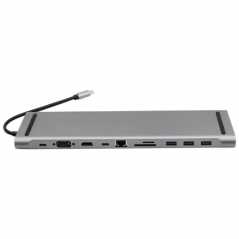 11 σε 1 USB-C Docking Station με Θύρες VGA – HDMI – USB – Micro SD – SD – Ethernet Γκρι
