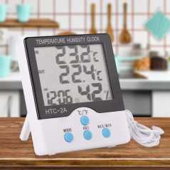 Επιτραπέζιο Θερμόμετρο και Υγρασιόμετρο για Εσωτερική και Εξωτερική θερμοκρασία HTC-2A Λευκό