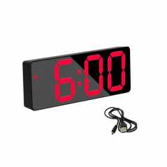 Επιτραπέζιο Ψηφιακό Ρολόι – Ξυπνητήρι Καθρέφτης Μαύρο – Κόκκινο DS-3699L