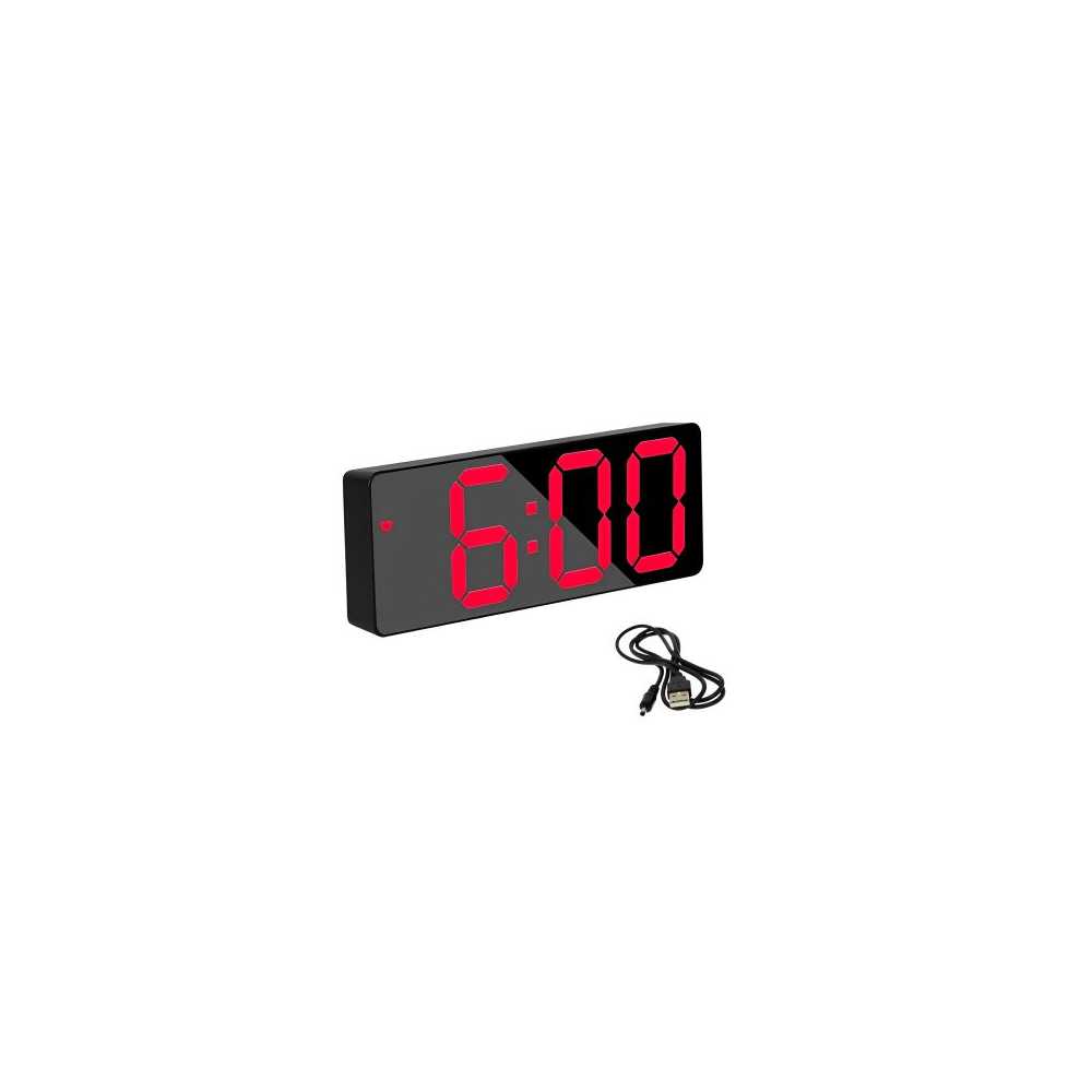 Επιτραπέζιο Ψηφιακό Ρολόι – Ξυπνητήρι Καθρέφτης Μαύρο – Κόκκινο DS-3699L
