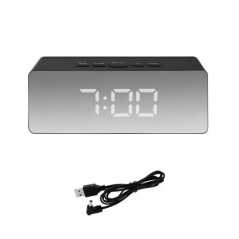 Επιτραπέζιο Ψηφιακό Ρολόι – Ξυπνητήρι Καθρέφτης Μαύρο – Λευκό DS-3698-Max
