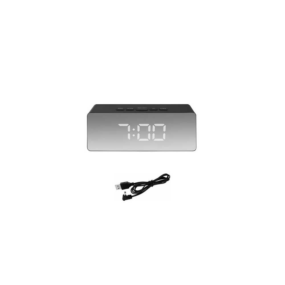 Επιτραπέζιο Ψηφιακό Ρολόι – Ξυπνητήρι Καθρέφτης Μαύρο – Λευκό DS-3698-Max