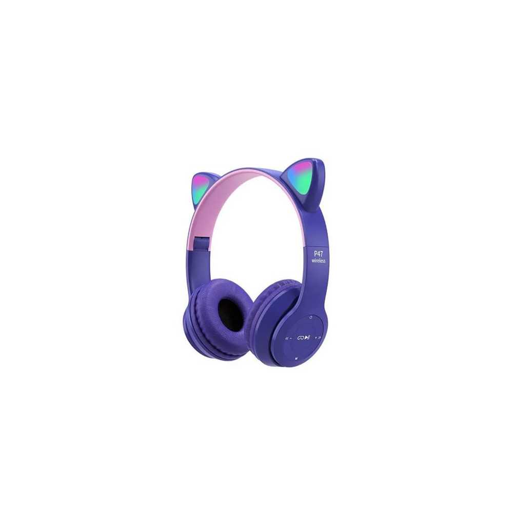 Ασύρματα/Ενσύρματα Παιδικά Ακουστικά Bluetoth – FM – AUX – MicroSD On Ear P47M-P Μωβ