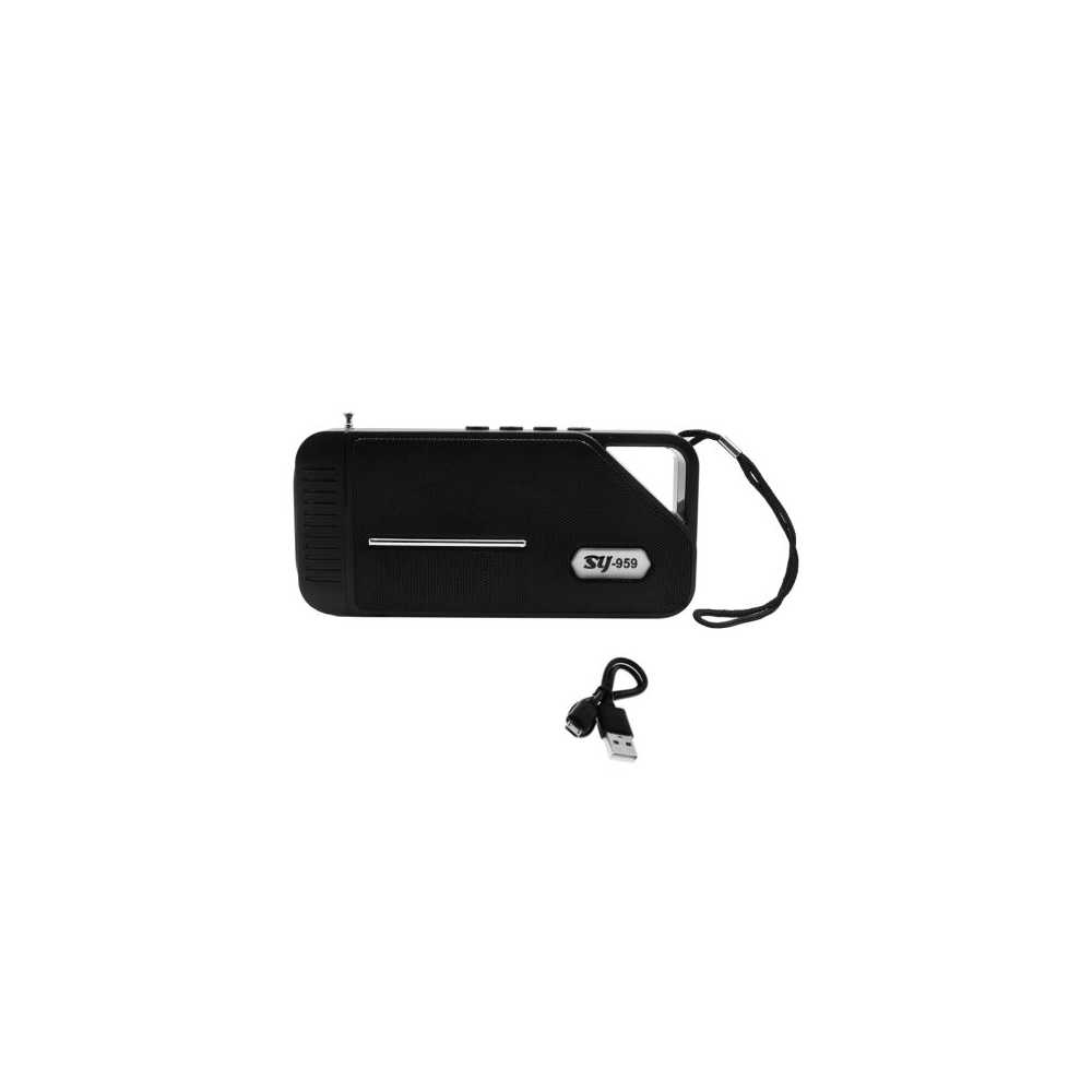 Φορητό Ηχείο Bluetooth με Ραδιόφωνο TF, USB, και Ηλιακό Πάνελ SY-959-B Μαύρο